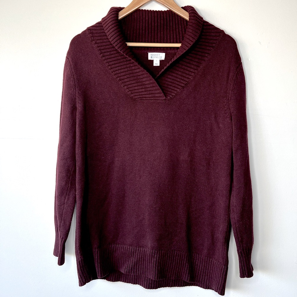 Market & Spruce Oversized Neck Knit Sweater, L